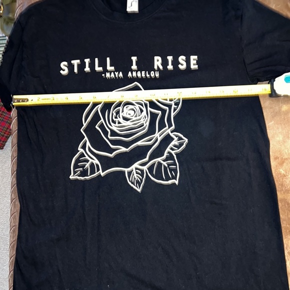 Sol’s Black Small Short Sleeve Tee Shirt Maya Angelou Quote “Still I Rise” - Picture 5 of 9